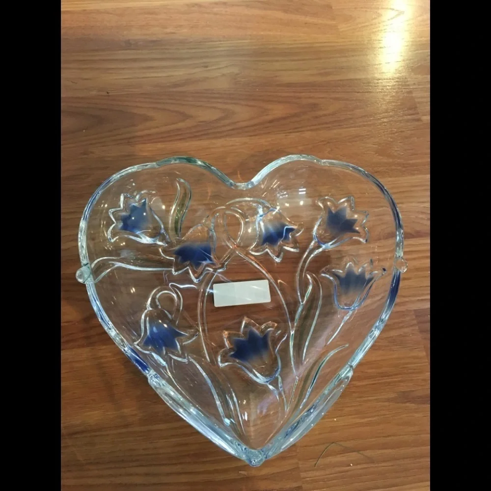 Mikasa Glass Heart Bluebells Dish